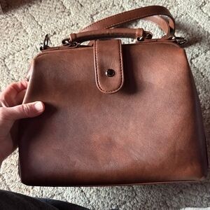 Brown VEGAN Leather Medicine Style Handbag